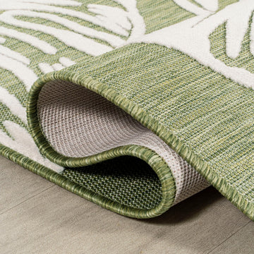 Tobago High-low Two-tone Monstera Leaf Indoor/Outdoor Area Rug